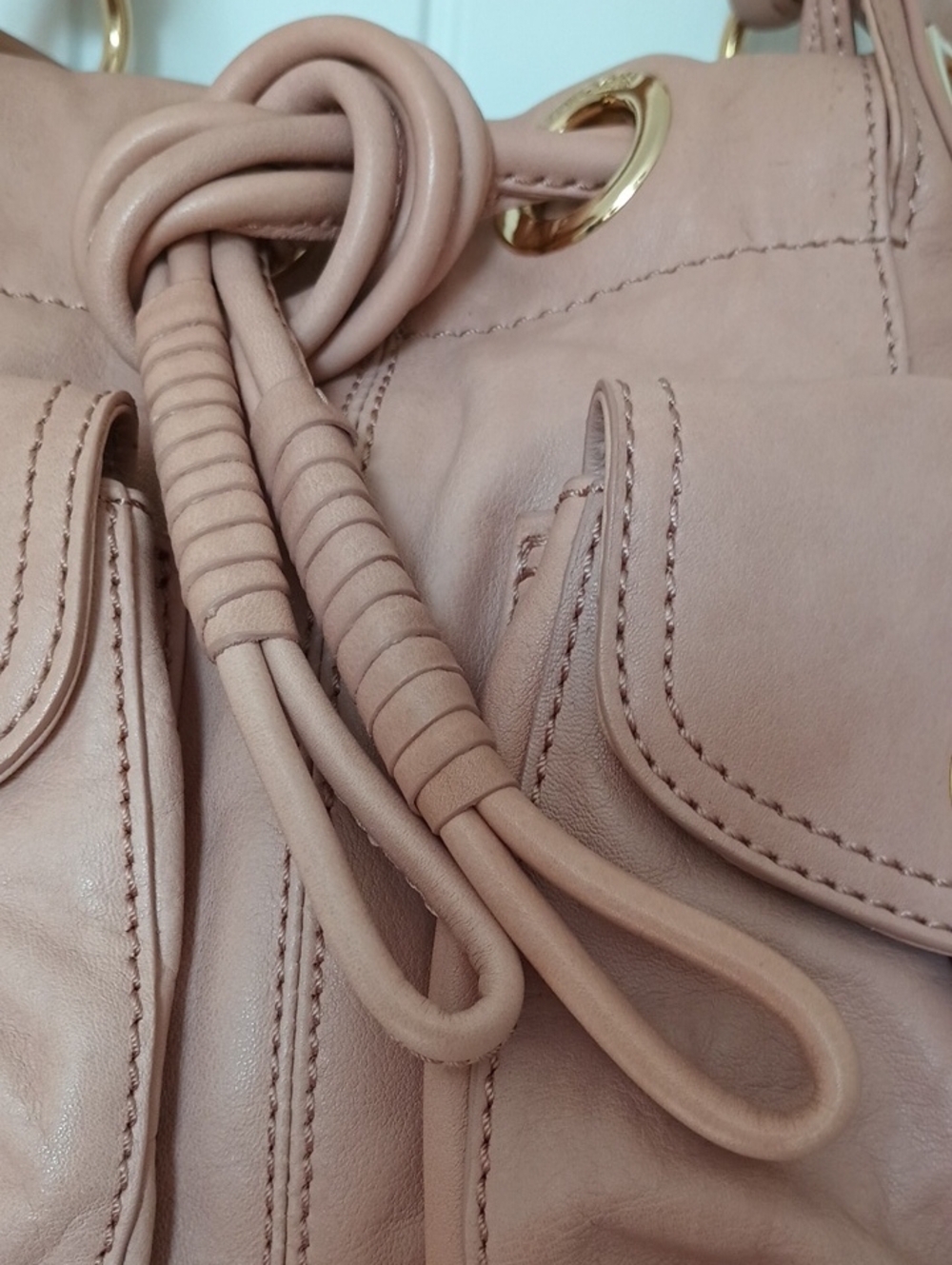 Michael Kors Blush Tan Soft Leather Knot Shoulder Tote - Picture 4 of 16